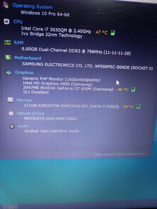 Laptop i7 video 2 gb Nvidia