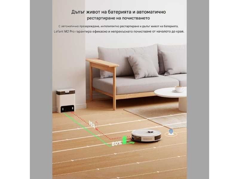 Робот Прахосмукачка с Автоматична Станция Lefant M2 Pro, 6000Pa
