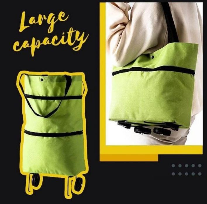 Мултифункционална сгъваема пазарска чанта с механизъм на колела.