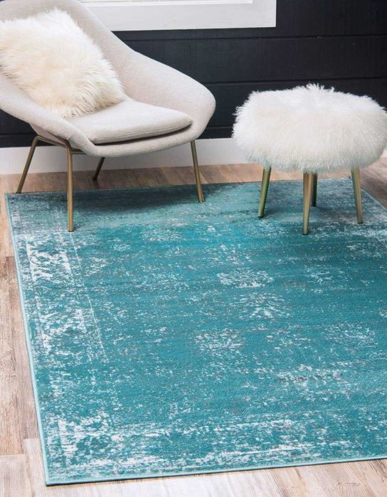 Луксозен  Турски  Голям Тюркоазен Килим 245 х 335 см Чисто Нов