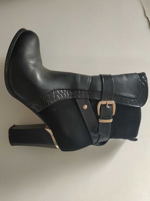 Botine dama negri, Nr 36, cu fermoar, ghete dama, piele ecologica