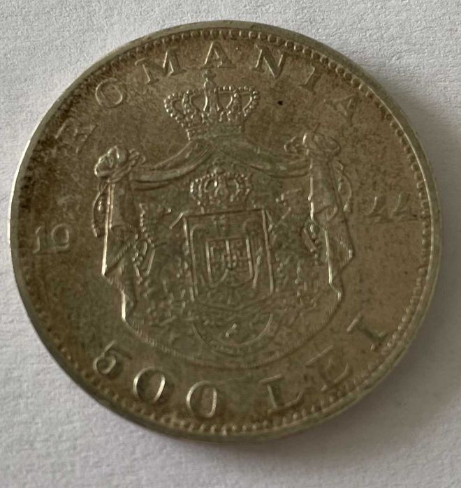Moneda Argint 500 Lei din 1944 Regele Mihai - Colectibila