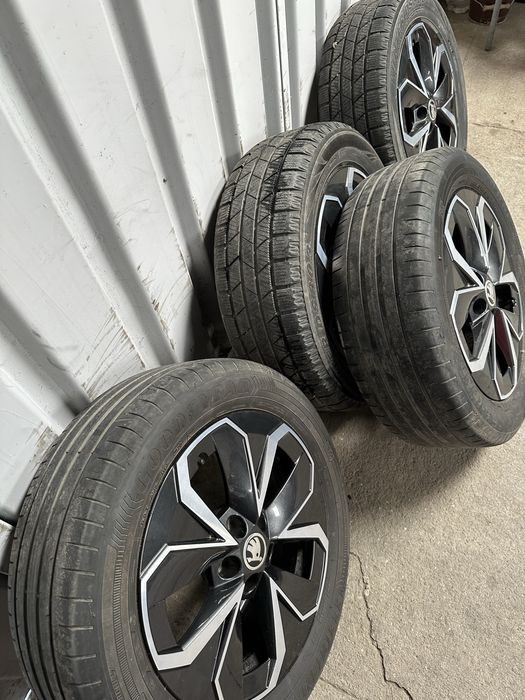 Set 4 jante aliaj originale Škoda R16 5x100 ET38 + anvelope 205/55 R16