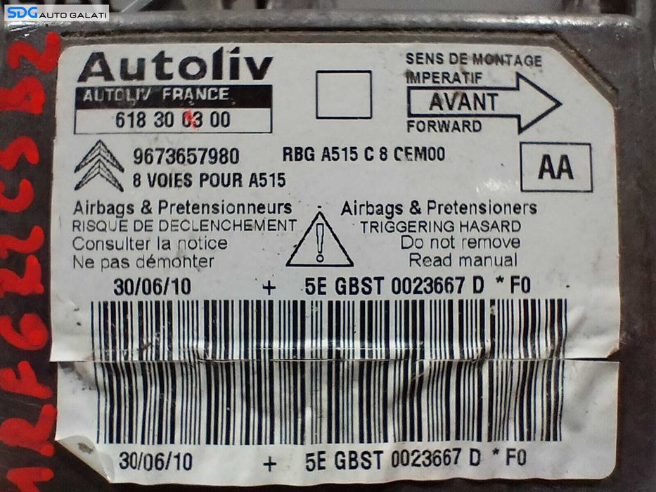 Unitate Modul Calculator Control Airbag Citroen C3 2008 - 2016 Cod 9673657980 [LC1061]