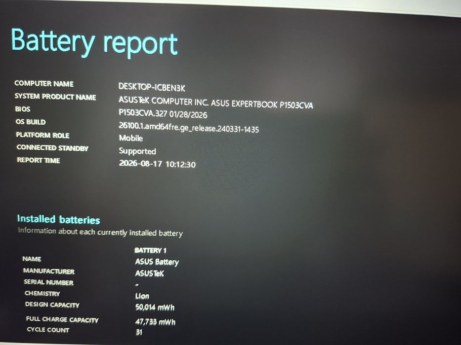 Asus expertbook P 1503 CVA i5 13420 H , 16 gb ram DDR5,1 tb ssd, ca nou , 19 luni garantie ramase