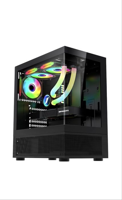 Carcasa pc 1st player Miku Mi7-A, panoramic glass (tip acvariu) neagra