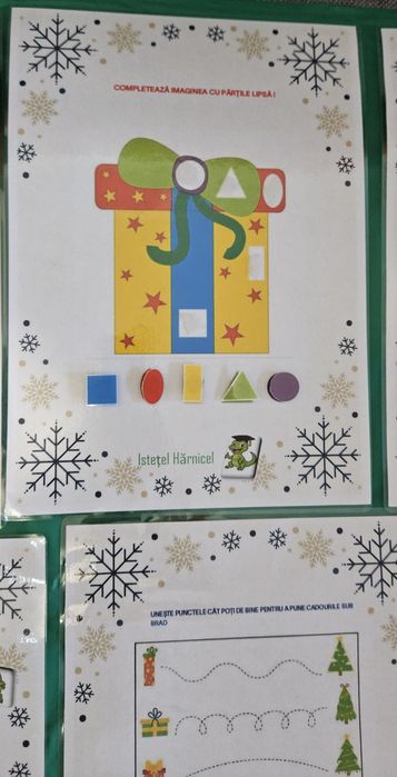 Fise educative laminate, reutilizabile iarna Craciun