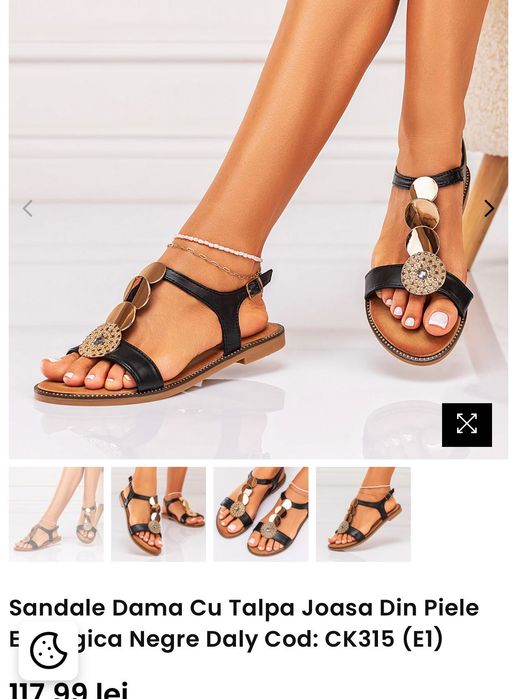 Sandale dama 39, piele , talpa joasa , noi