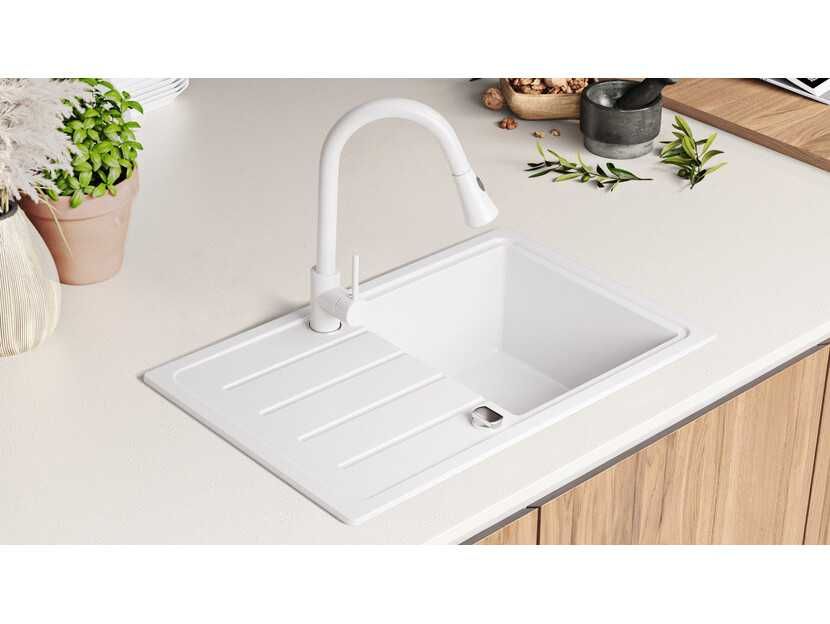 Кухненска Мивка от гранит  Копенхаген 700-45 Easy 700 x 440 mm - Бял