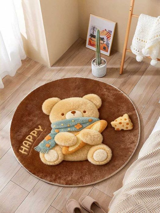 Круглый коврик для детской комнаты с мягкими аппликациями