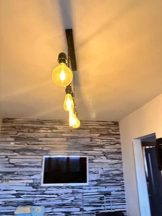 Lustra din teava neagra cu lant Chain Pipe Chandelier