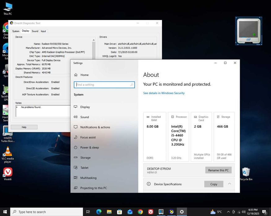 PC I5 4460 8gb ddr3 Ati RX 550 2GB GDDR5 calculator unitate