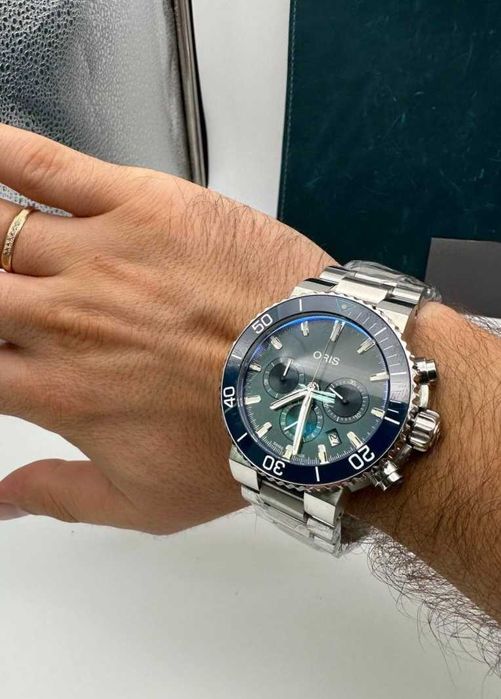 ORIS Aquis Chron сребристо-синьо