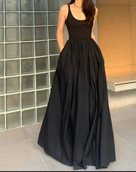Длинное чёрное вечернее платье, новое