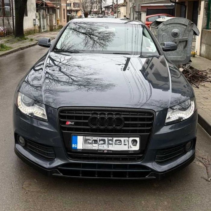 Преден лип за Audi A4 B8 (2007–2012) – черен гланц, maxton, ауди а4 б8