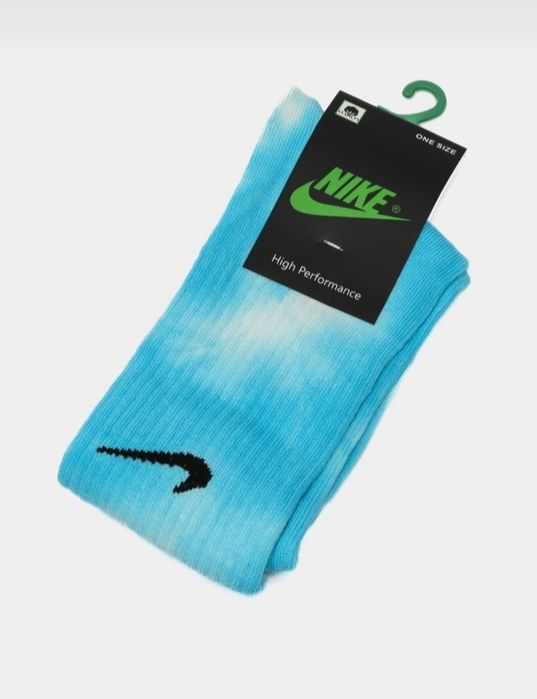 Носки Найк в стиле тай дай цвета голубые и зелёные