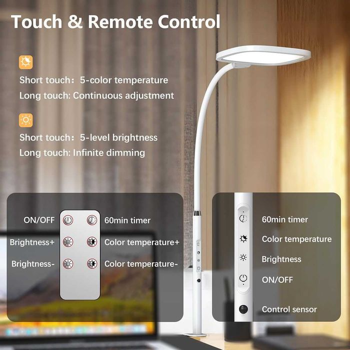 Hapfish LED настолна лампа за учене, 20 W - бяла