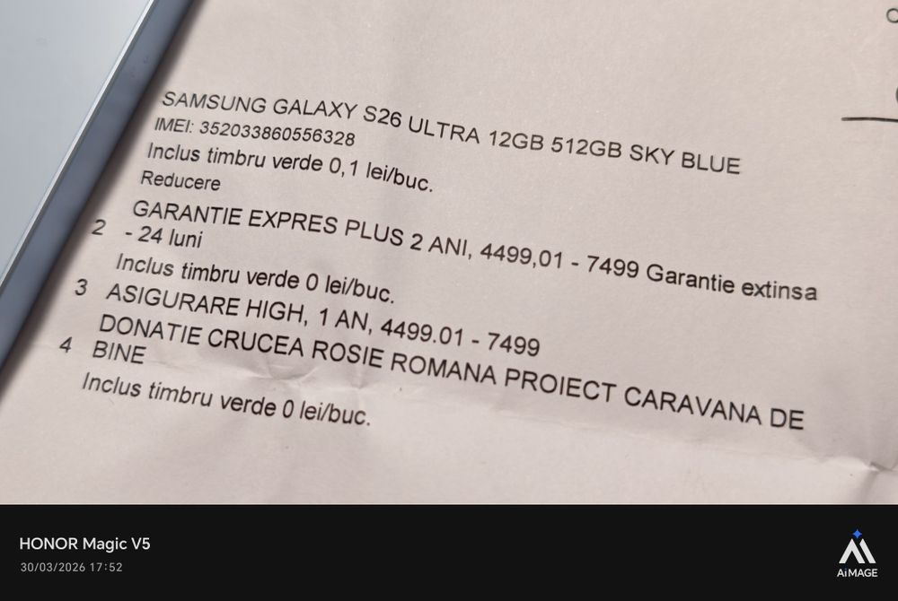 Samsung Galaxy S26 Ultra 5G -512 GB / 12 GB RAM / SkyBlue / ExtraGaran