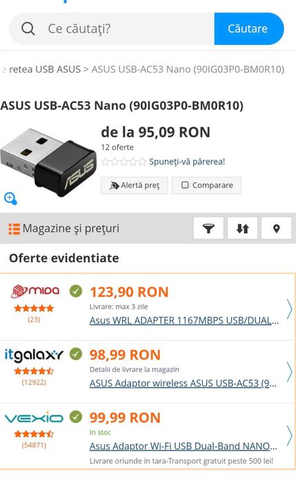 Wi-Fi Adaptor Asus USB-AC53 Nano Sigilat