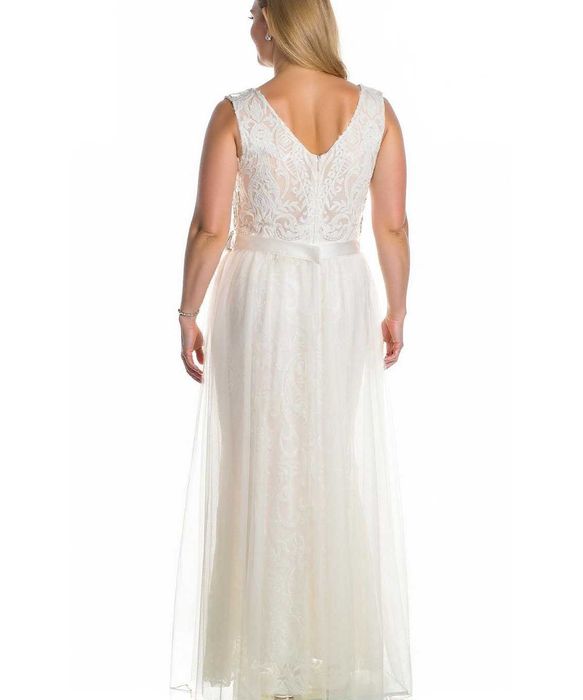 Булчинска рокля с пайети и тюлена пола - НОВА!