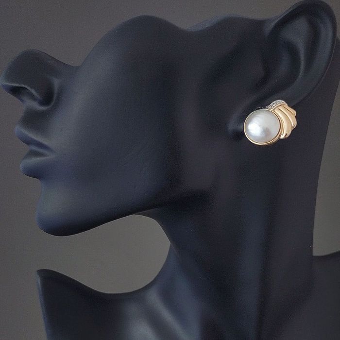 cercei aur 14k, perle mari Mabé, diamante, certif.
