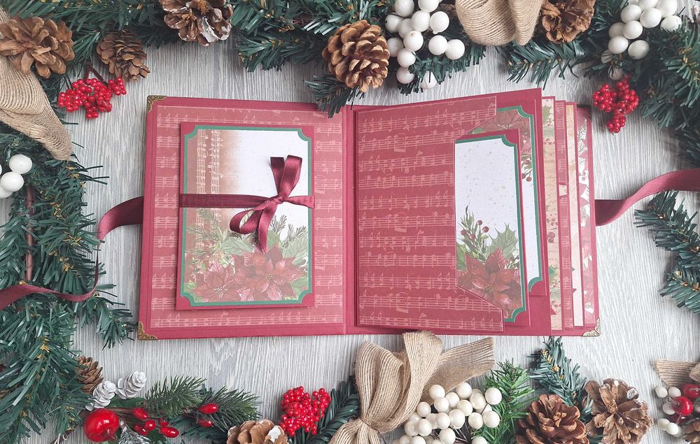Коледен скрапбук албум "Коледна звезда" в бордо /48.14