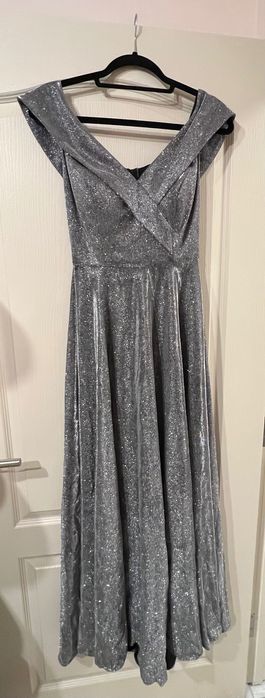 Официална рокля в сив брокат