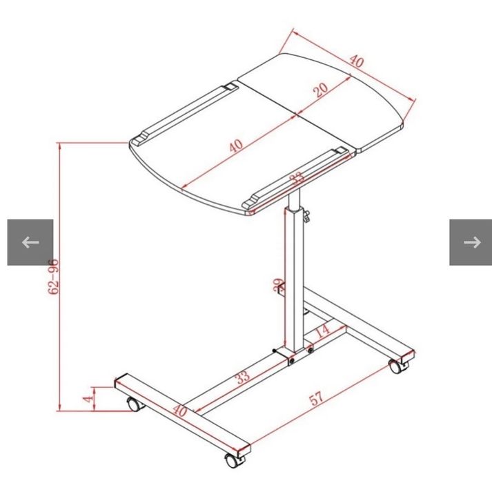Masa laptop reglabila cu roti culoarea alba
