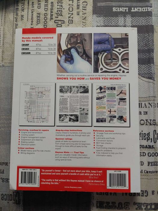 Haynes manual de reparatii Honda CB500F, CB500X, CBR500R 2013-2020