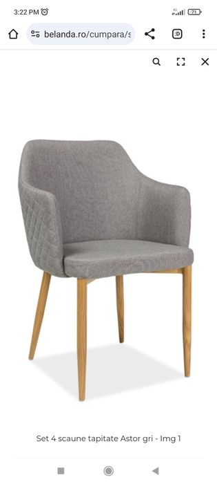 Set 3 scaune bucatarie masa stofa gri