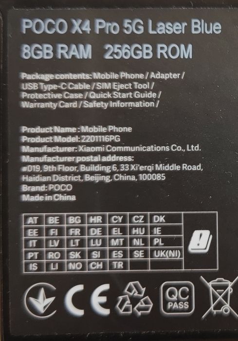 Продавам POCO X4 Pro 5G Laser Blue 8GB RAM 256GB ROM