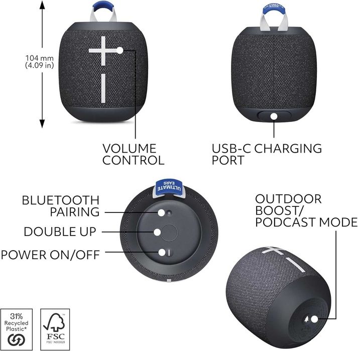 UE WONDERBOOM 4-безжична Bluetooth тонколонка