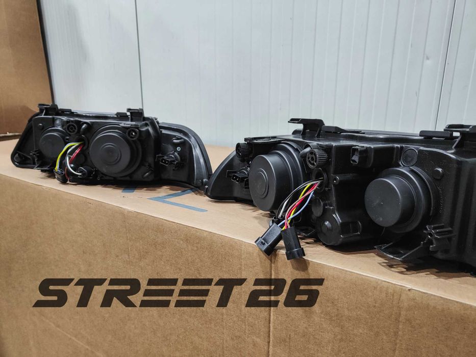 Faruri Angel Eyes BMW Seria 5 E39 (1995-2003) Facelift Negru Gri