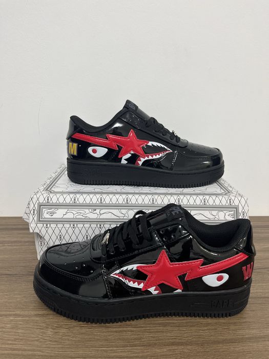 Adidasi A Bathing Ape Bape Sta Low în varianta de culoare "Shark Black". Marimea 40