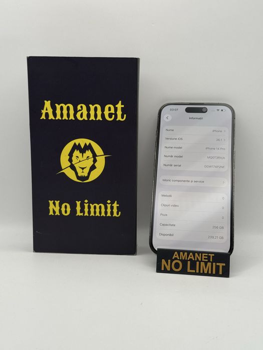 iPhone 14 Pro 256GB  Baterie 76% Garantie 12 Luni , AMANET NO LIMIT.
