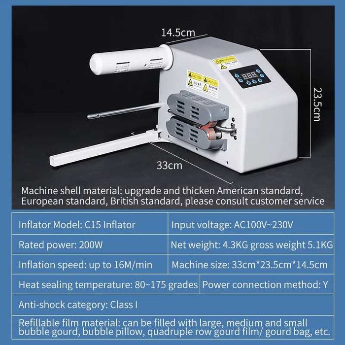 машина для воздушной подушки для накачивания пузырчатой пленки