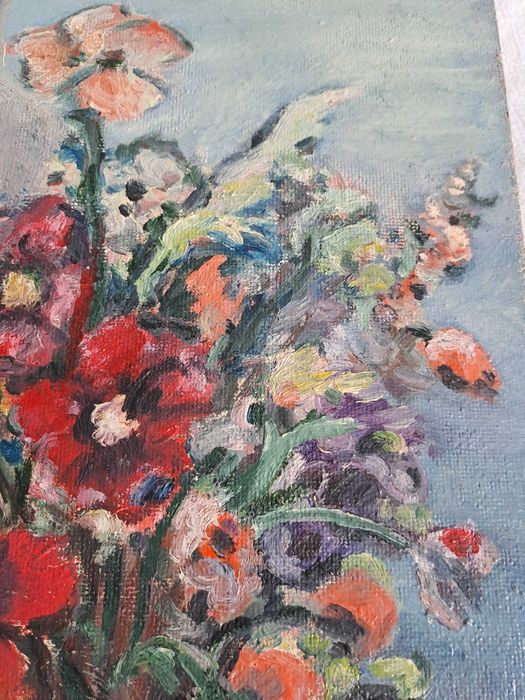 tablou vechi pictura pe pfl 49/37 cm semnat C Stoicescu datat