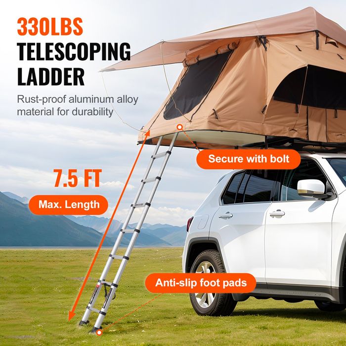 Cort de plafon auto carcasa rigida 2-3 persoane, scara telescopica 2,3 m, saltea, impermeabil 2000 mm, pentru Jeep SUV pickup
