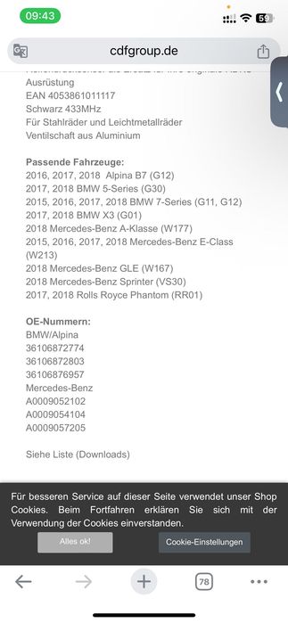 Senzori presiune roți BMW