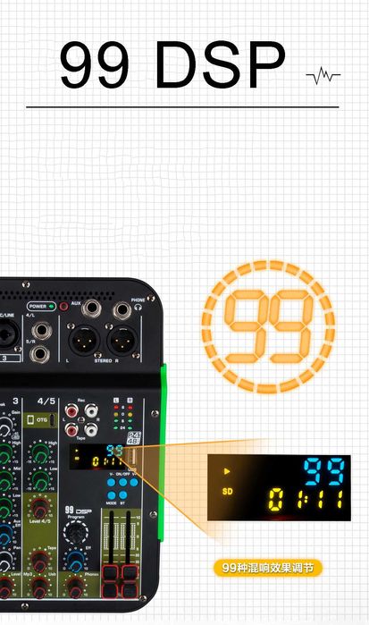 XTUGA MG75 микшер звуковая карта с 99 эффектами