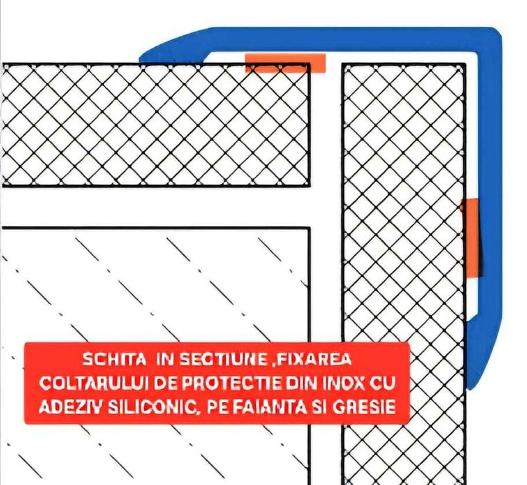 Profil L inox protecție colț coltar cornier AISI 304/430, 0.8mm