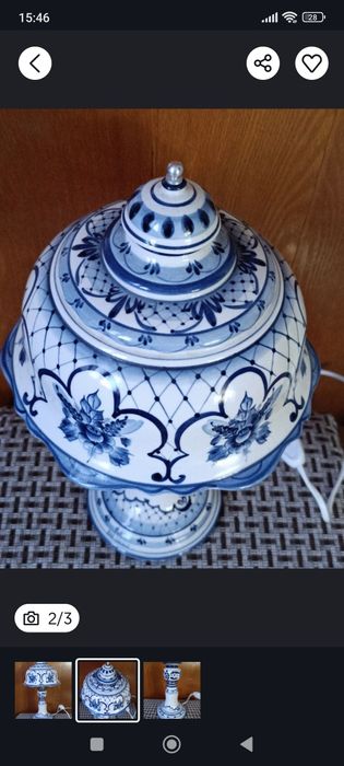 Гжель, настольная лампа, советского периода