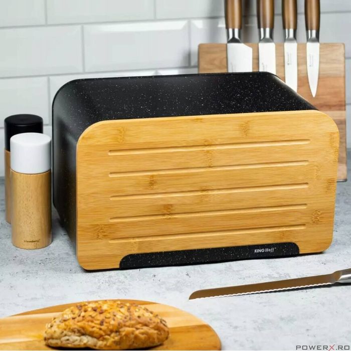 Cutie pentru paine, otel, 35x20,4x21,5 cm neagra, Kinghoff