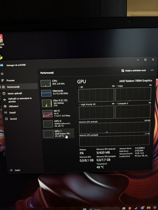 VÂND LAPTOP ACER NITRO V16 RYZEN 7 8845HS 4060 + Controller de ps5 original + casti razer + mouse si tastatura + mousepad