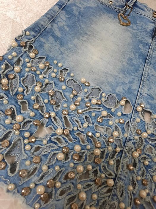 Юбка джинсовая со стразами