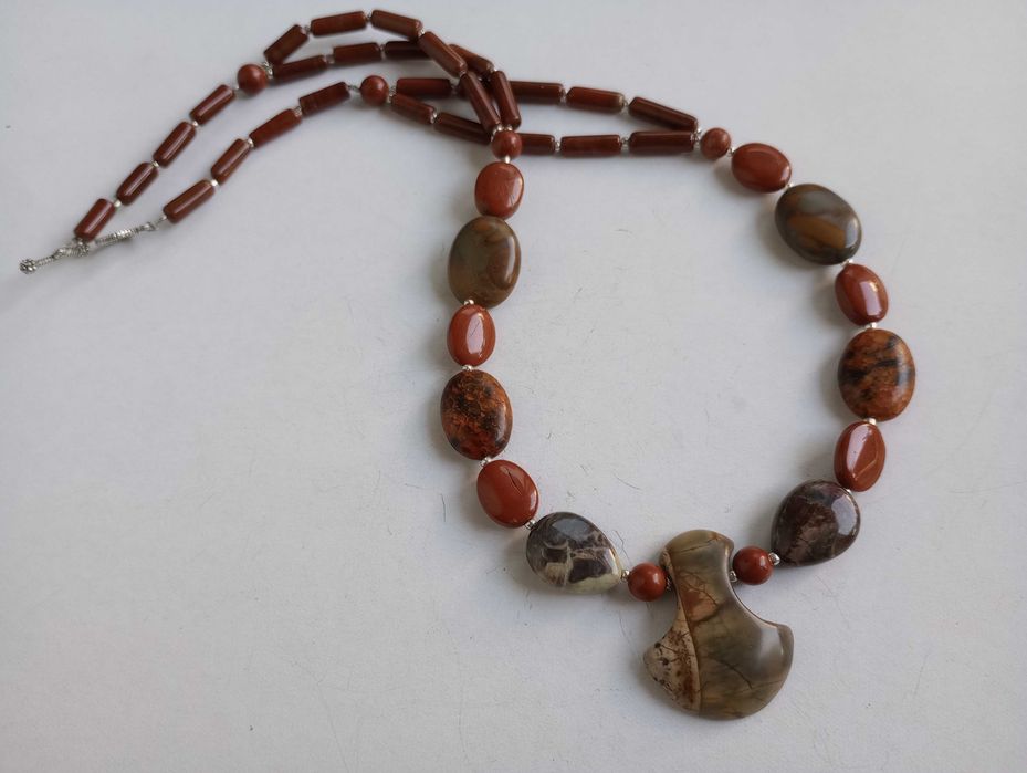 colier mix pietre naturale,jasp rosu,boho chic