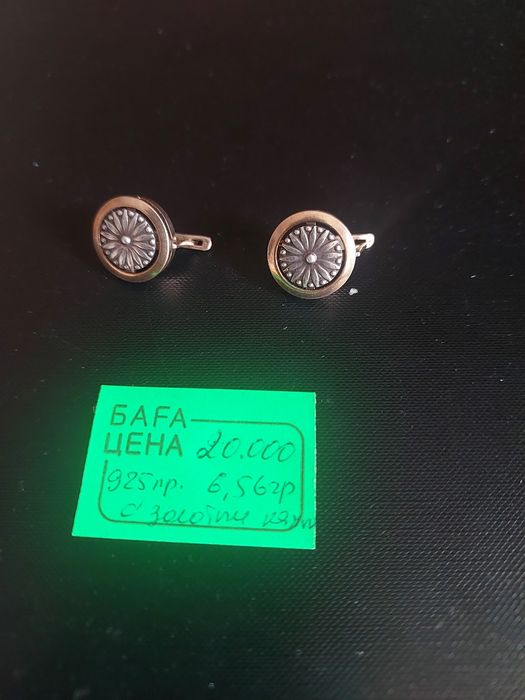 Серебряные серьги с напылением. 925 проба.