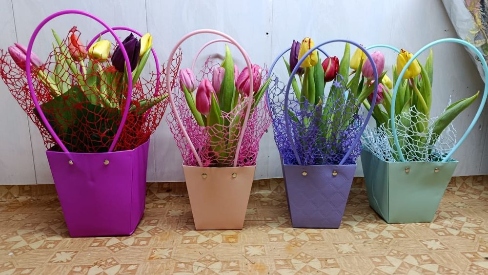 Корзинки С Тюльпанами к 8 марту,