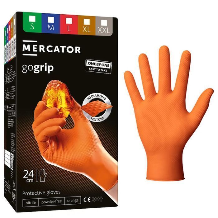 Manusi de nitril premium mercator gogrip one by one portocaliu, marime