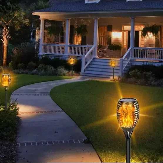 Комплект от 6 броя Декоративни Лампи за градина - Изкуствен огън, 51см